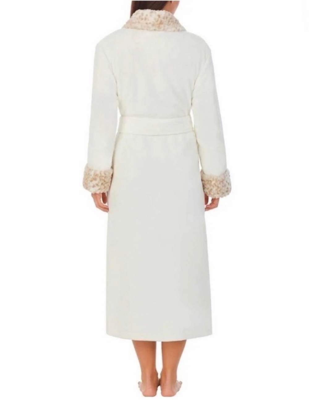 Carole Hochman Cream Snow Leopard Print Plush Long Wrap Robe—L - Picture 9 of 9